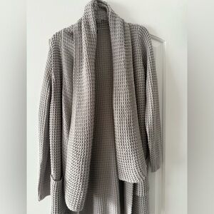 Elegant Gray Open-Front Cardigan